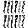 Women's Black & White Assorted Paper Print Tights OSFM